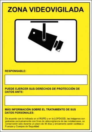 senal homologada aviso camaras de vigilancia 24 horas 210x297mm pvc amarillo archivo2000 6172-09 am