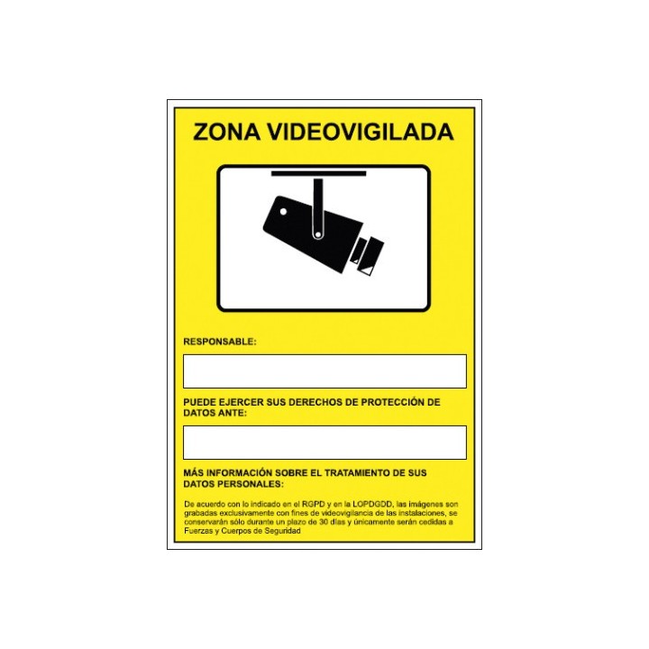 senal homologada aviso camaras de vigilancia 24 horas 210x297mm pvc amarillo archivo2000 6172-09 am
