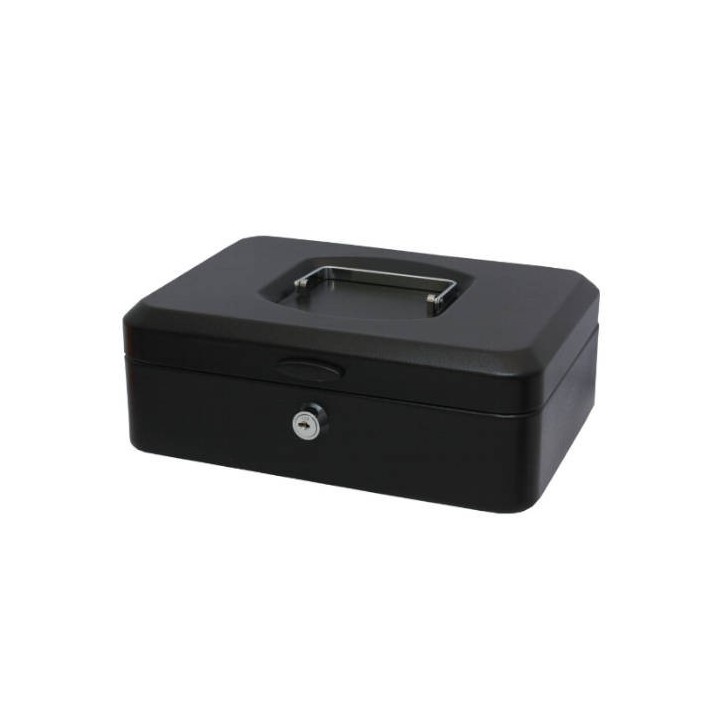 caja caudales con bandeja y cierre tamano grande 25x9x17 cm. negra bismark 318738