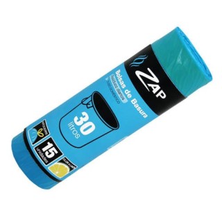 rollo 15 unidades bolsa basura azul olor limon 30 litros zap 320186