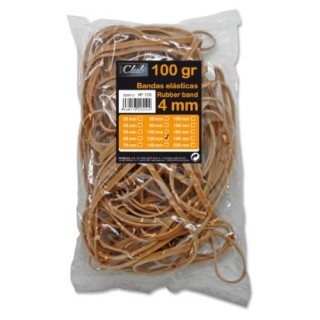 bolsa 100 gr. gomas elasticas no 12 de 12 cm. largo y 4 cm. grosor office club 320512