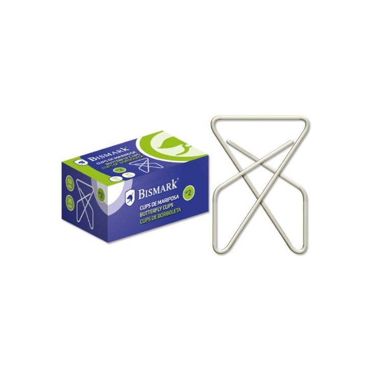caja 50 clips niquelados de mariposa no 10 bismark 321358