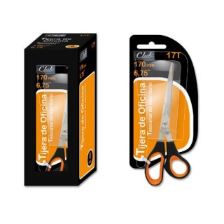 tijeras de oficina en acero inoxidable 170 mm. en blister office club 323825