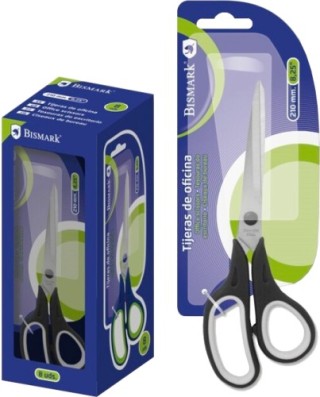 tijeras de oficina en acero inoxidable 210 mm. en blister bismark 323824