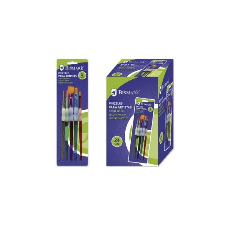 set 5 pinceles artisticos c/ antideslizante bismark 326169