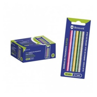blister 10 barras de pegamento silicona glitter 7,2 x 100 mm. bismark 327111