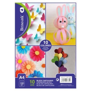 block 10 cartulinas colores formato a4 bismark 327731