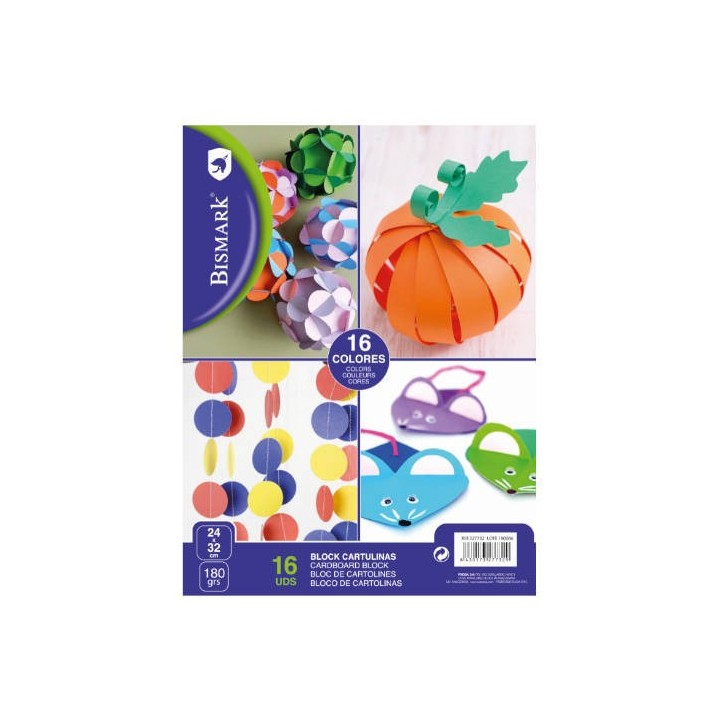 block 16 cartulinas colores formato 24x32 cm bismark 327732