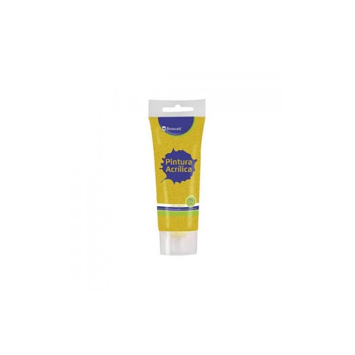 bote pintura acrilica 75 ml oro con glitter bismark 328672