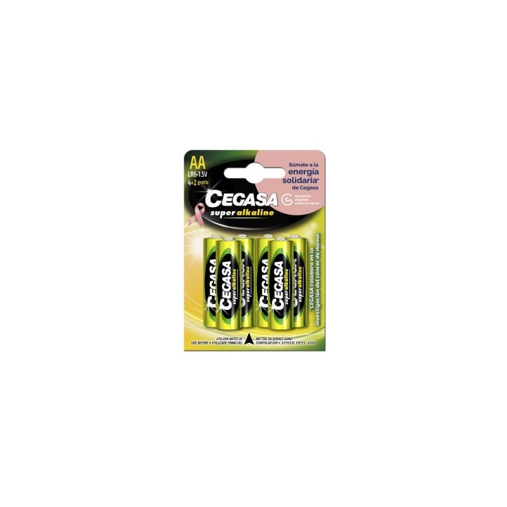 blister 4+2 pilas super alkalinas lr6 - e91 /aa) cancer mama cegasa 329058