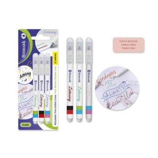 set 3 rotuladores lettering de doble linea bicolor bismark 330009