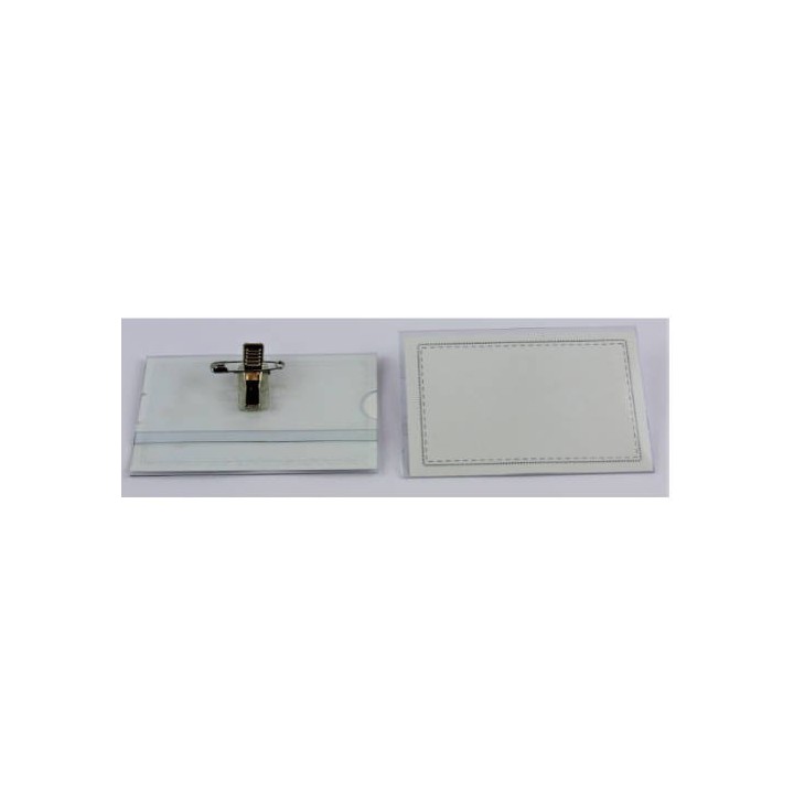 caja 50 fundas identificacion pvc rigido apaisado 55x87mm con pinza+imperdible iberplas 2076pi50