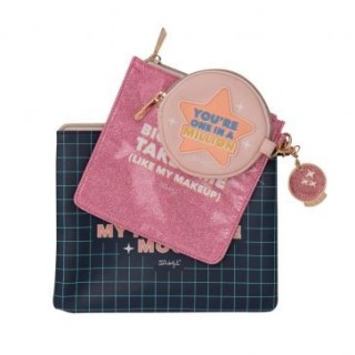 set de 3 neceseres - life happens. shopping helps. mr.wonderful woa11281em