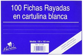 100 fichas de cartulina rayada  (150x100 mm) n.o 3 mariola 3113r