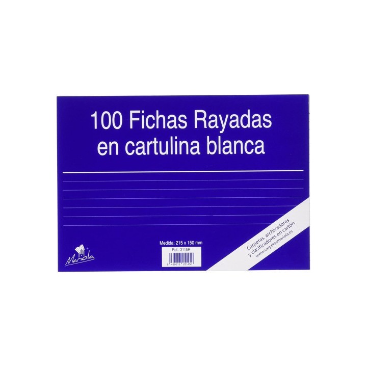 100 fichas de cartulina rayada (215x160 mm) no. 5 mariola 3115r