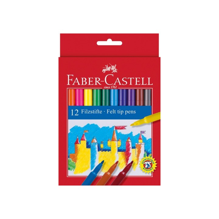 estuche carton 12 rotuladores escolares faber castell 554201