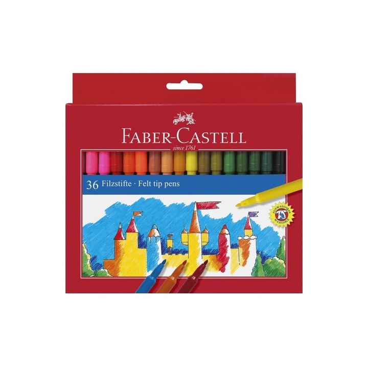 estuche carton 36 rotuladores escolares faber castell 554203
