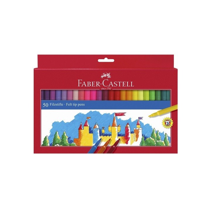 estuche carton 50 rotuladores escolares faber castell 554204