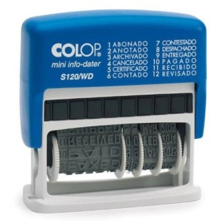 sello de entinaje s 120/wd formula/fecha 4mm espanol azul/bicolor colop 104961