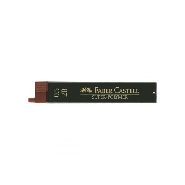 estuche 12 minas 0.5mm super polimeras 2b faber castell 120502