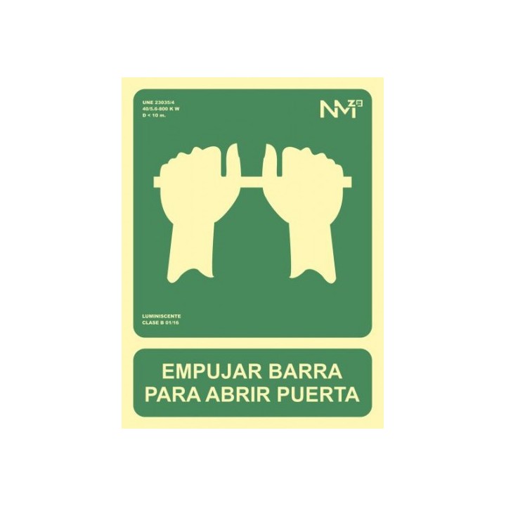 senal empujar barra para abrir puerta 224x300 pvc verde archivo 2000 6170-01h ve