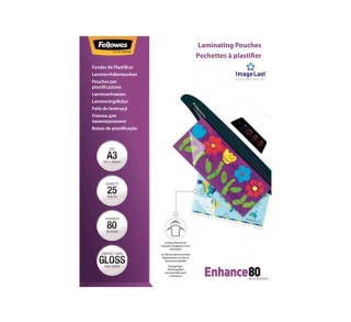 paq. 25 fundas plastificar fellowes 80mic a3 brillo