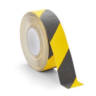 rollo cinta de seguridad adhesiva antideslizante 50mmx18,3metros negro/amarillo tarifold 197604