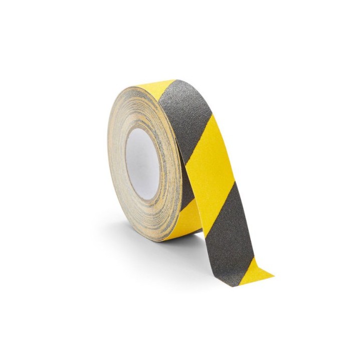 rollo cinta de seguridad adhesiva antideslizante 50mmx18,3metros negro/amarillo tarifold 197604
