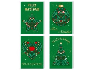 tarjeta felicitacion navidad foil green/gold bismark 330895