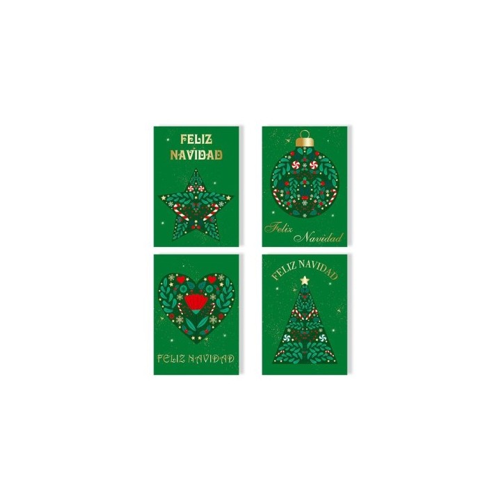 tarjeta felicitacion navidad foil green/gold bismark 330895