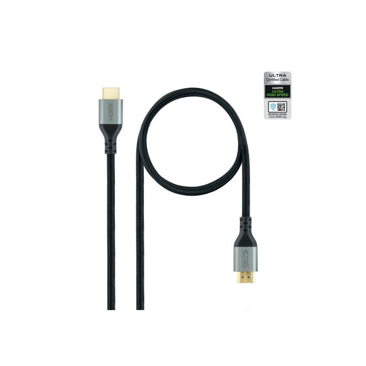 nanocable cable hdmi 2.1 certificado ultra high speed a/m-a/m, negro, 2 m