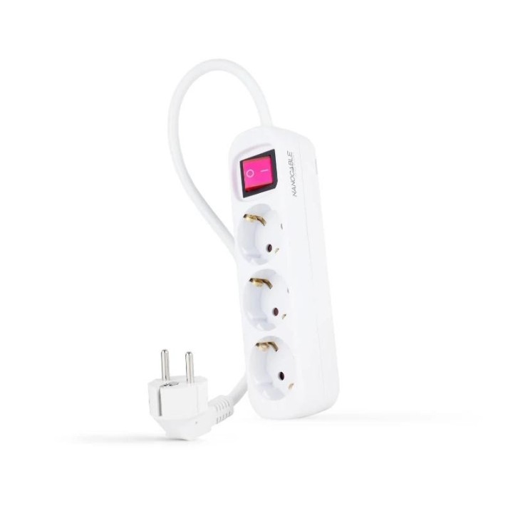 nanocable regleta 3 tomas interruptor blanco