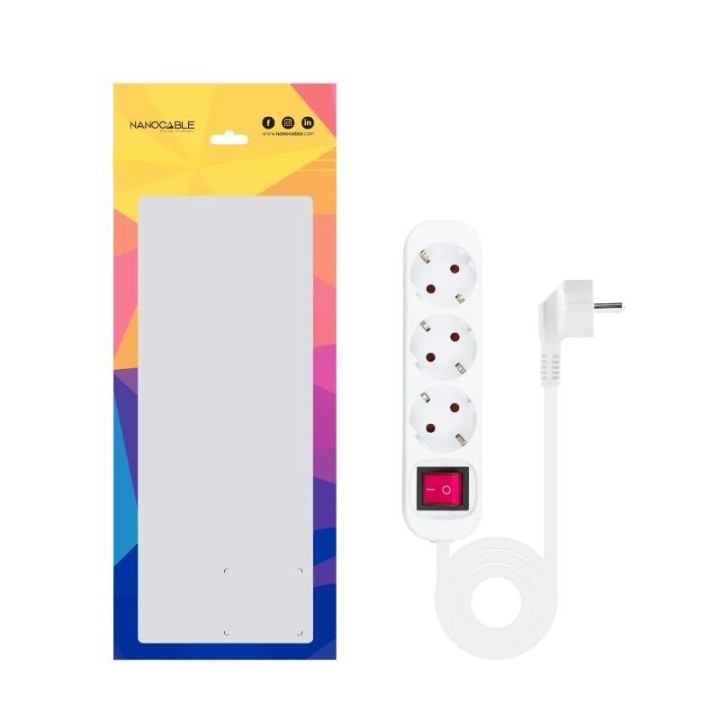 nanocable regleta 3 tomas interruptor blanco