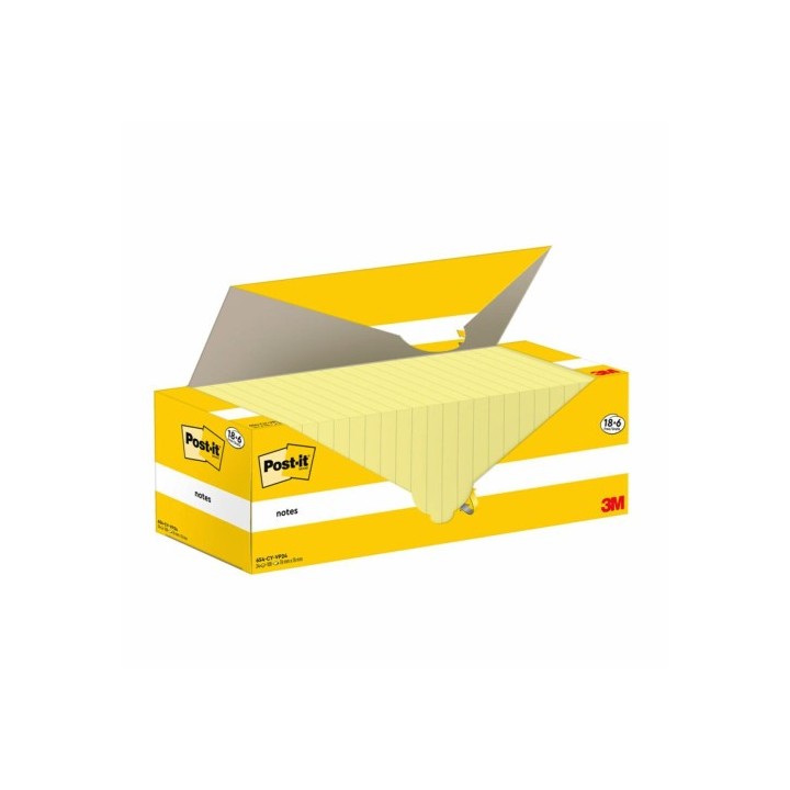 post-it pack 18+6 blocs 100 hojas notas adhesivas 76x76mm canary yellow caja carton 654-cy-vp24 post