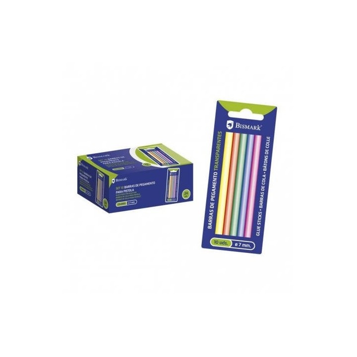 bismark blister 10 barras de pegamento silicona surtido colores 7,2 x 100 mm. bismark 327110