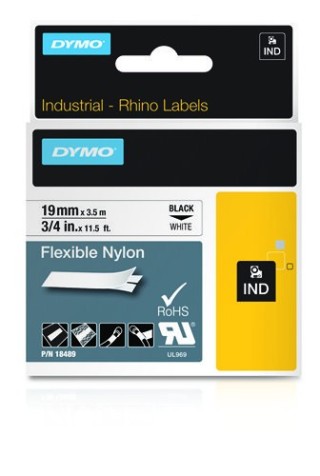 dymo cinta rotuladora rhinopro nylon 19mmx3.5m negro/blanco dymo 18489