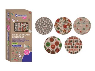 bismark papel de regalo kraft navidad 70x200 bismark 331823