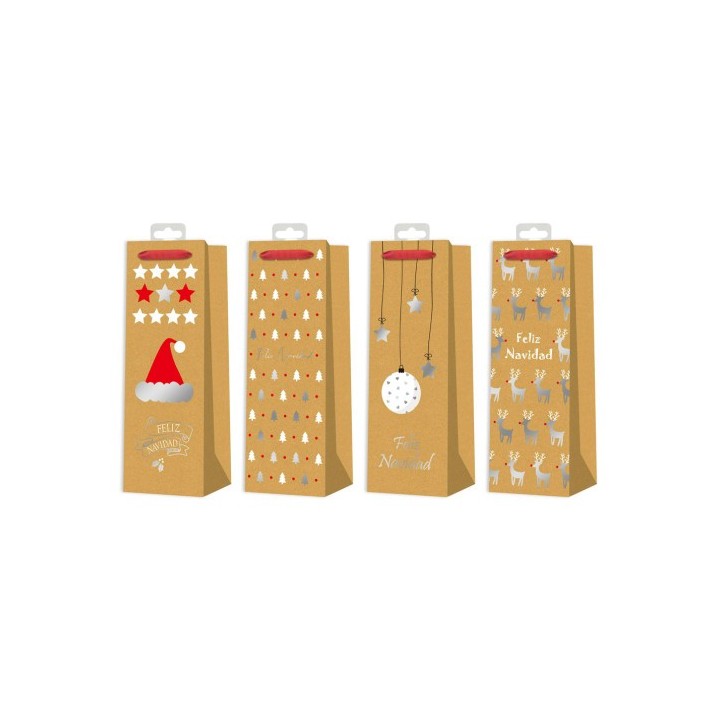 bismark bolsa botellas navidad kraft&foil bismark 332863