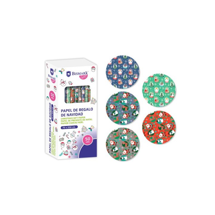 bismark papel de regalo navidad papa noel 70x200 bismark 332994