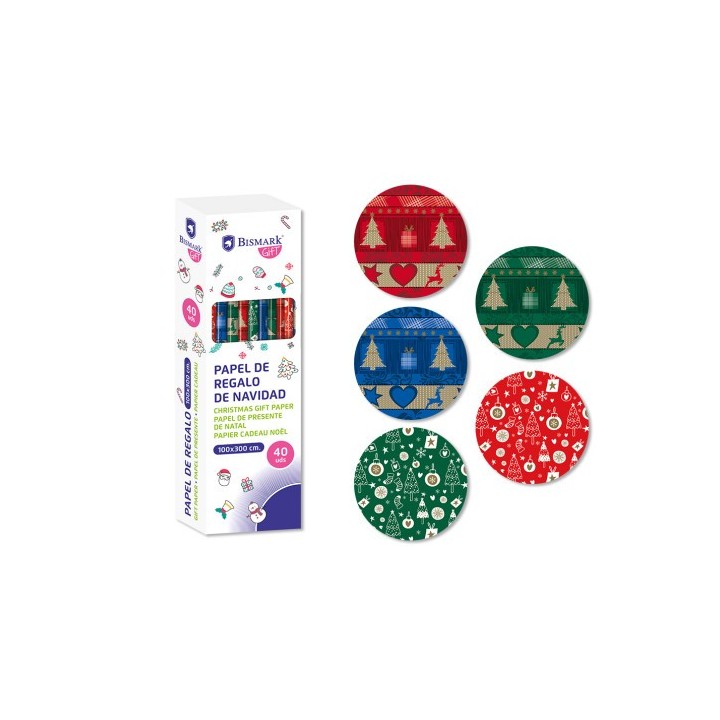 bismark papel de regalo navidad metalizado 100x300 cm bismark 332995
