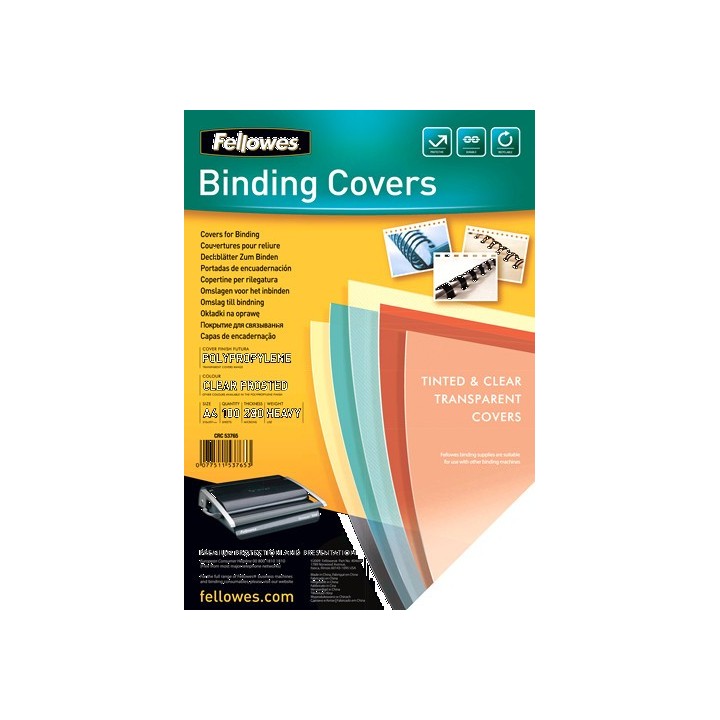fellowes pack 100 portadas polipropileno 280 micras translucido fellowes 5376503