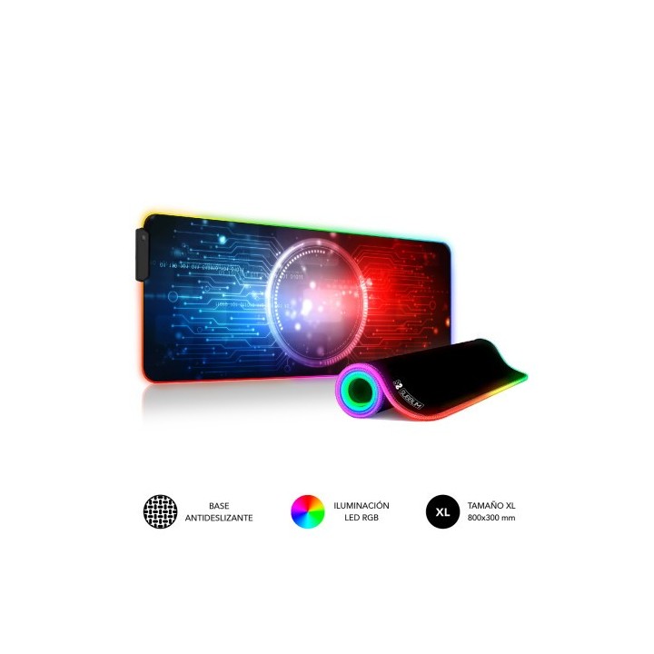 subblim subblim alfombrilla/tapete raton con luz led rgb 9 colores extra grande chip