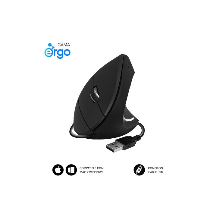 subblim subblim raton glide vertical ergo wired mouse black