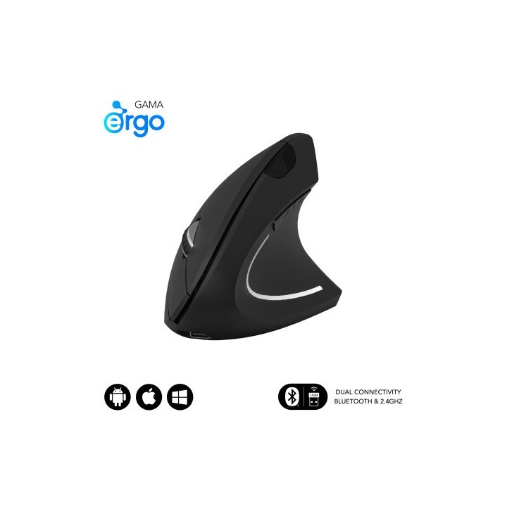 subblim subblim raton glide vertical ergo dual mouse battery black