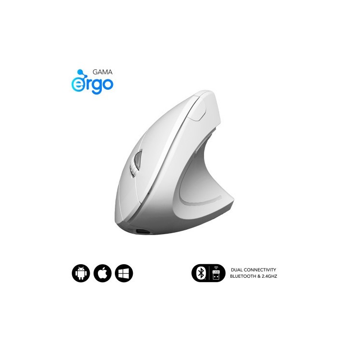 subblim subblim raton glide vertical ergo dual mouse battery white
