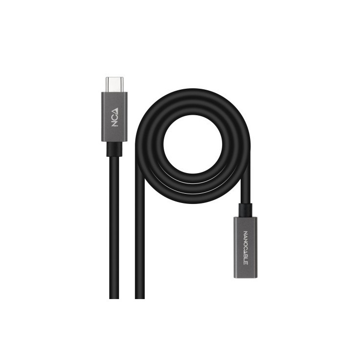 nanocable nanocable cable prolongador usb-c 3.2 gen2x2 20gbps 3a, 4k/60hz, usb-c/m-usb-c/h, negro, 2