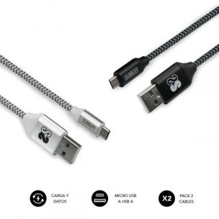subblim subblim pack 2 cables usb a micro usb (2.4a) 1m black/silver