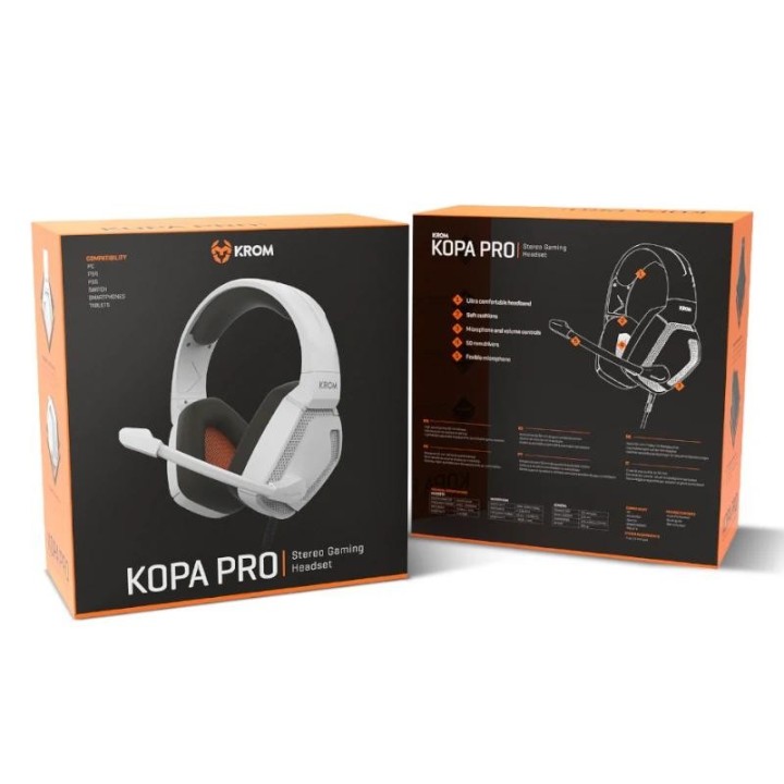 krom kopa pro  auricular gaming stereo blanco