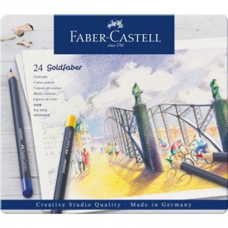 faber-castell estuche de metal con 24 lapices de colores goldfaber. faber castell 114724