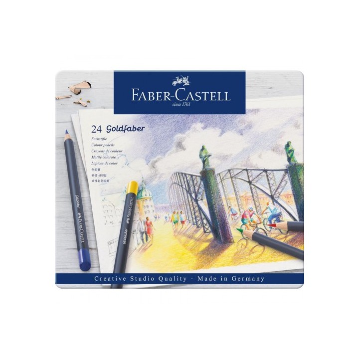 faber-castell estuche de metal con 24 lapices de colores goldfaber. faber castell 114724